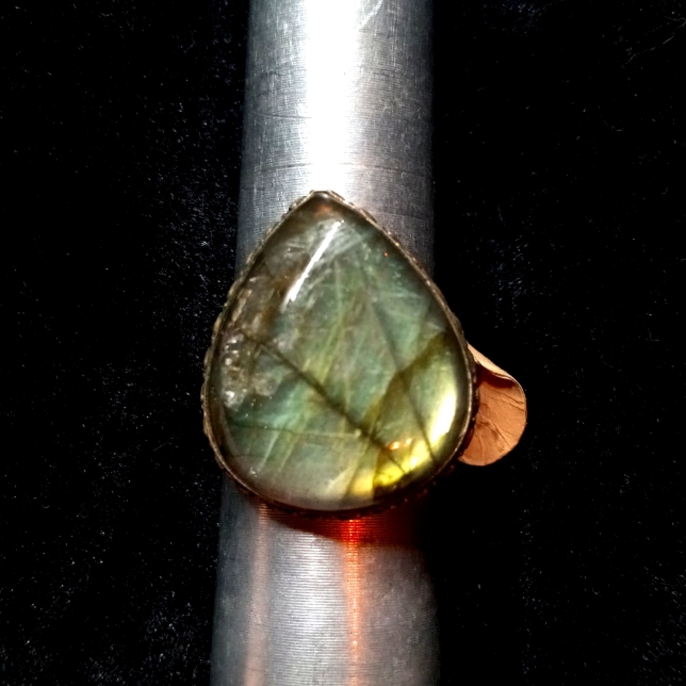 116 NWT Labradorite gemstone crystal 925 silver ring size 10 free shipping sale